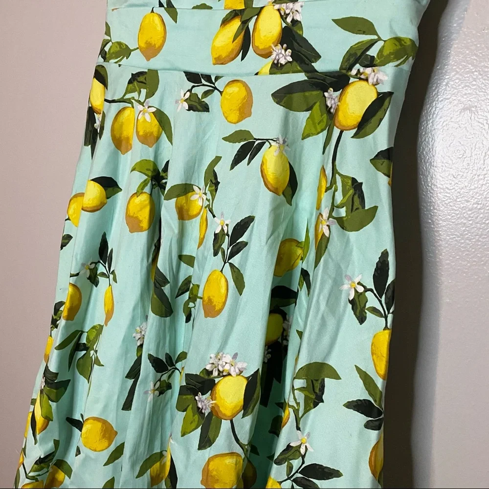 Chetta B Lemon Print Midi Dress - Green and Yellow - Picture 5 of 8